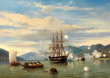 Naval Battle Painting