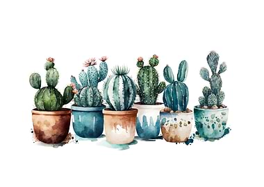 Watercolor Cactus Collection