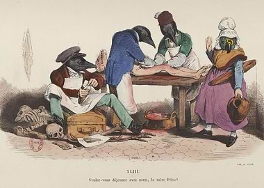 Bird-Headed Figures Preparing Meal