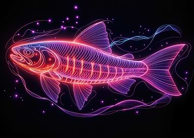 Neon Rainbow Trout Poster