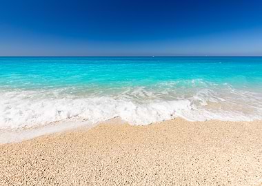 Beach Scene with Turquoise Water, Lefkada, Greek Island