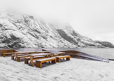 Snowy Mountainside terrace