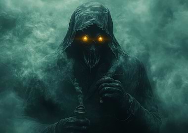 Hooded Figure in Smoke