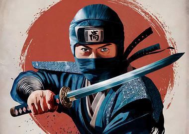 Ninja Warrior with Katana Silent Blade of Shadows vintage Japanese