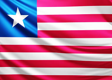 Liberian Flag, Realistic flag in Liberia