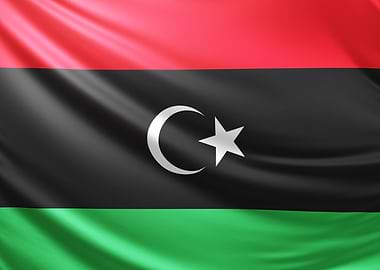 Libyan Flag, realistic flag of Libya
