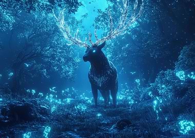Glowing Stag in Forest