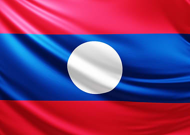 Laos National Flag, Realistic flag of Laos