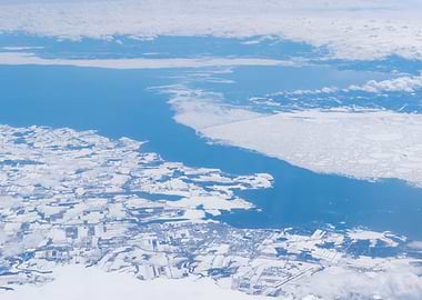 Aerial View of Snowy Landscape