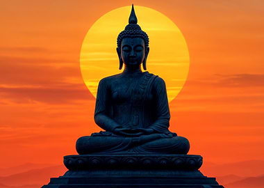 Buddha Silhouette at Sunset