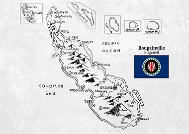 Handdrawn Bougainville Map