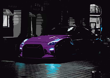 Nissan GTR at Night in Paris