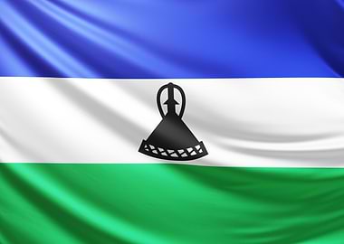 Lesotho Flag, Realistic flag of Lesotho