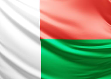 Madagascar Flag, realistic flag of Madagascar