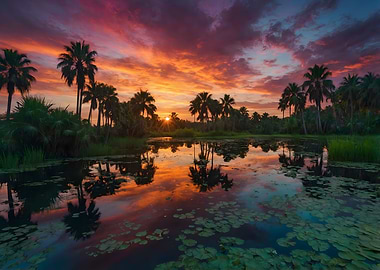Tropical Sunset Reflection