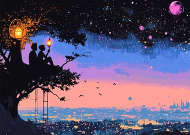 Silhouettes in the Night Sky
