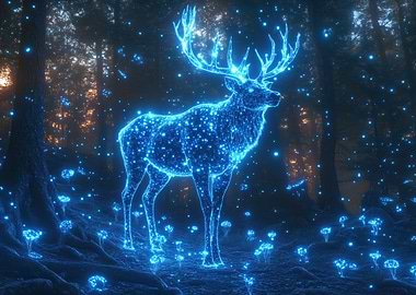 Glowing Deer in Forest