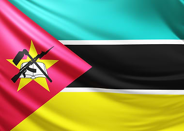 Mozambique Flag, realistic flag of Mozambique