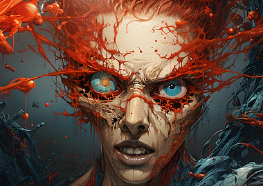 Distorted Face with Blood