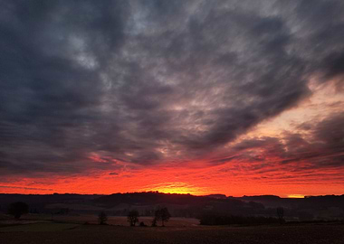 Fiery Sunset Landscape