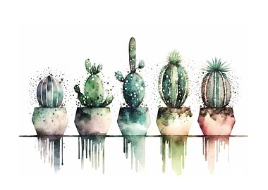 Watercolor Cactus Collection