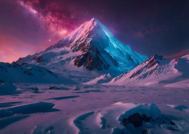 Snowy Mountain Under Milky Way