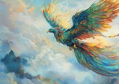 Colorful Phoenix in Flight