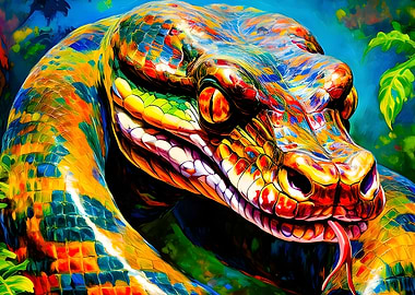 Fantasy, Rainbow Snake Print