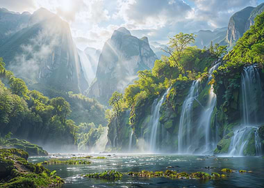 Waterfall in Lush Valley