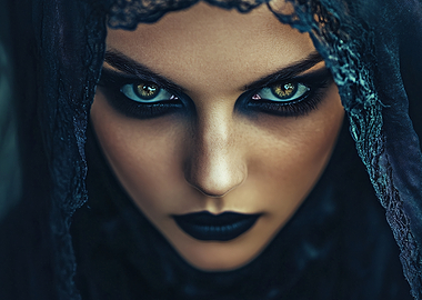 Mysterious Woman in Black Veil