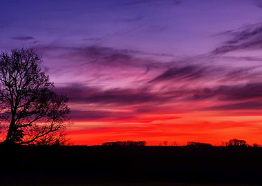 Fiery Sunset Landscape