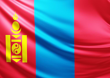 Mongolian Flag, realistic flag of Mongolia