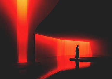 Futuristic Minimalist Neon Red Artwork