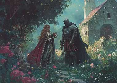 Knight and Lady in Garden