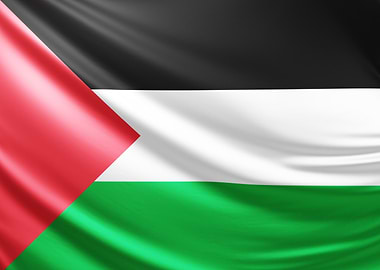 Palestinian Flag, realistic flag of Palestine