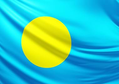 Palau Flag, realistic flag of Palau
