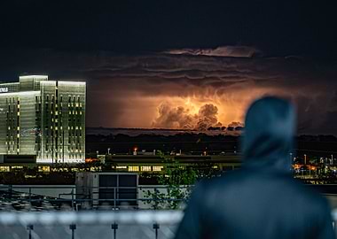 Lightning Storm Over City