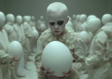 Surreal Egg Holding Child