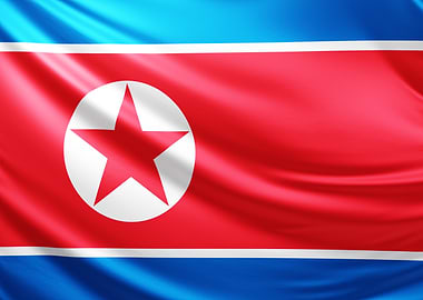 North Korean Flag, realistic flag of north korea