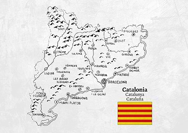 Handdrawn Map of Catalonia