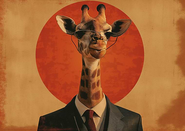 Giraffe in Suit Animal art