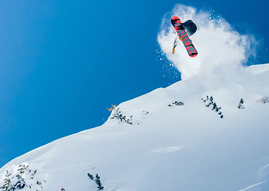 Snowboarder in mid-air