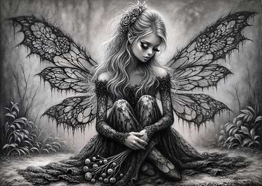 Melancholic Fairy with Lace Wings