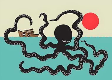 Giant Octopus and Boat