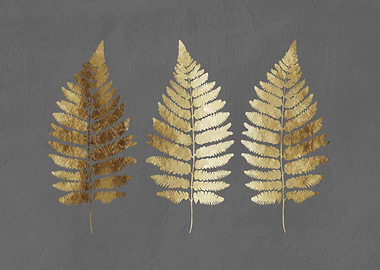 Gold Fern Leaves Print