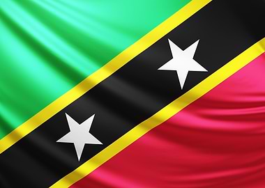 Flag of Saint Kitts and Nevis, realistic flag