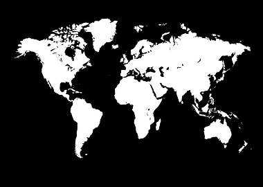 White World Map Silhouette