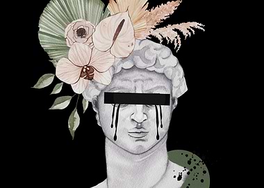 Weeping Statue with Flowers