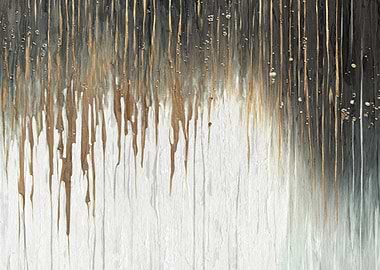 Abstract Gold Drip Painting