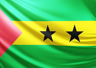 Sao Tome and Principe realistic Flag